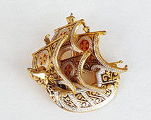 Damescene Ship Brooch