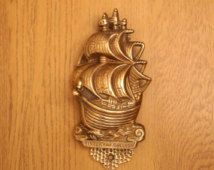 Vintage Solid Brass Century Galleon Design Door Knocker