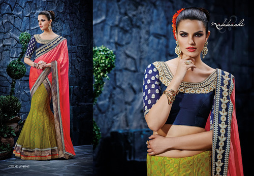 Yellow Green Net Lehenga Choli