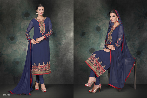 Blue Georgette Churidar Salwar Kameez