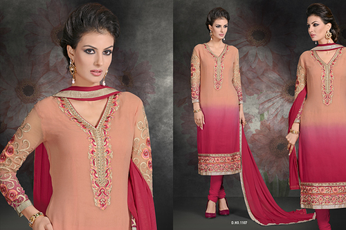 Lace Work Hot Pink Churidar Salwar Kameez