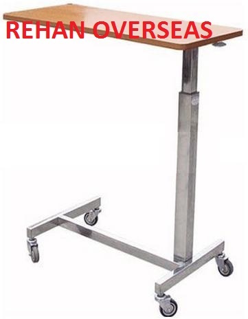 Over Bed Table Hydraulic Model - Steel Tubular Frame, 750x350mm | Height Adjustable, Swivel Castors, Epoxy Coated