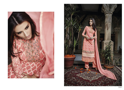 Beautiful Baby Pink Georgette Palazzo Churidar Suit