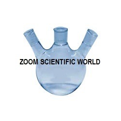 Round Bottom Flask Three Necks, Side Neck Set At Angle Or Parallel