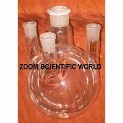 Glass Round Bottom Flask Four Necked, Angle Or Parallel