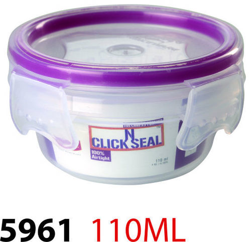CNS Round Packing Container 110 ml - Plastic, 7cm Diameter, Purple Lid | Leakproof Seal, Airtight Lid, Microwave Safe