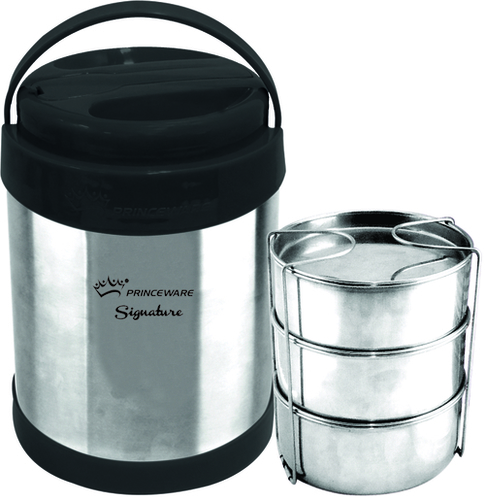 S.S. Signature Premium Luch Pack - 3 Deck Stainless Steel, 25x15x15 cm, Silver | Leakproof, Insulated, Durable, Stackable