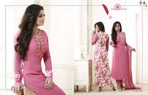 Pink Georgette Churidar Suit