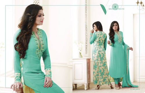 Georgette Churidar Suit Turquoise