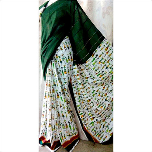 Cotton Dark Green Khesh Gurjari Saree