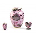 Floral Cloisonne Brass Cremation  Urns - Pink