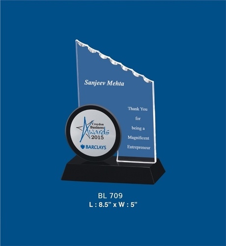 Acrylic Trophies - Acrylic 7"x5"x0.8", Clear, Black Plastic Base | Laser Etched, Elegant Design, Customizable, Durable Base