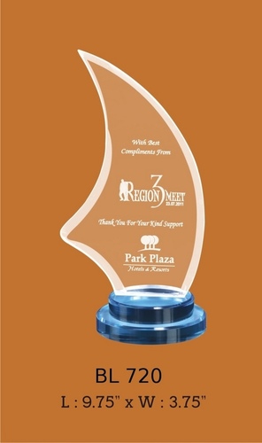 Acrylic Trophies - Acrylic With Metal Base, 9.75"x3.75", Clear | Laser Engraving, Elegant Design, Customizable, Award Recognition