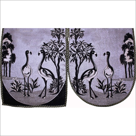 Chenille Sofa Cover - Polyester Cotton, Single Seater (69x59x1 cm), 3 Seater (69x177x1 cm), Black | Printed Pattern, Neat Stitching, Quality Assured