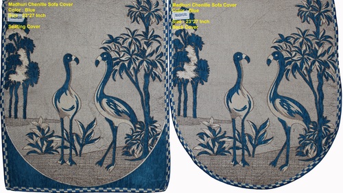 Madhuri - Polyester Cotton Chenille Sofa Cover , 20-50 Inch Size - Printed Pattern, Plain Style, Machine Made for Easy Care
