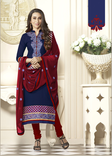 Blue Pure Cotton Embroidered Dress Material