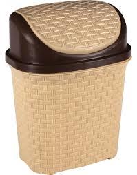 Swing Bin - Plastic 10x10x12 Inches Beige | 3 Liters Capacity Durable Design Stylish Look Easy Cleaning Lidded Swing Feature