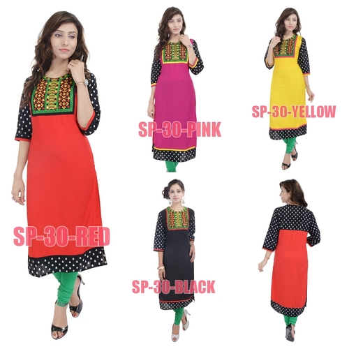 Rayon Embroidered Women's Kurti