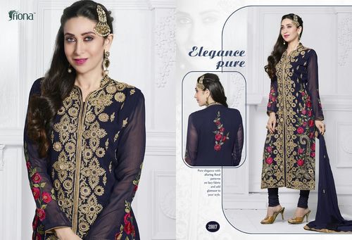 Karishma Kapoor - Fox Georgette Top 3.5m, Santoon Bottom 4.5m, Nazmeen Dupatta 2.25m | Designer Look, Vibrant Colors, Celebrity Style