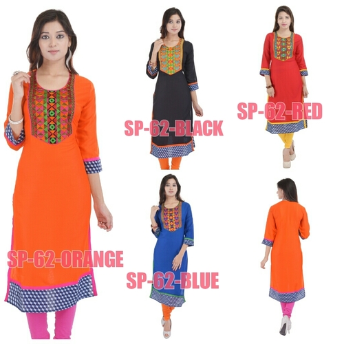 Rayon Embroidered Ladies Kurtis