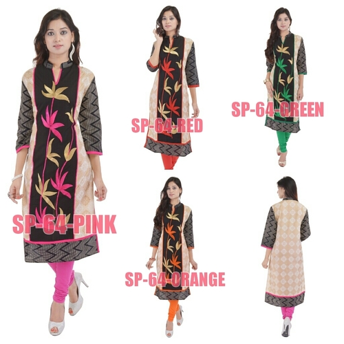 Cotton Embroidery Kurtis - Cotton, Knee-Length, Off-White | Soft, Embroidered, Lightweight, Comfortable, 3/4 Sleeves