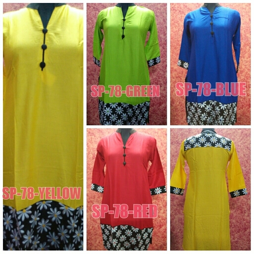 Rayon Casual Women Kurti - Rayon, Knee-Length, Mandarin Neckline | Lightweight, Stylish, Comfortable Fit, Three-Quarter Sleeves
