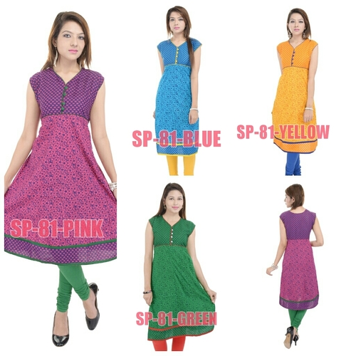 Daily Wear Anarkali - Cotton, 45 Inches, Purple | Lightweight, Stylish, Sleeveless