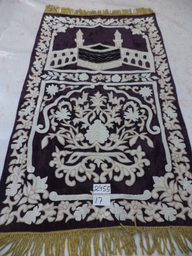 Embroidered Prayer Rugs - Velvet With Applique-Embroidery Customized Colors and Sizes Hand Woven Rectangular Design Ideal for Home and Prayer Usage