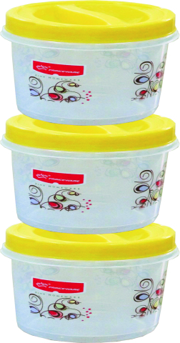 Twister Packing Container 3 Pcs - Plastic, Yellow, Model 9426 | Airtight Seal, Stackable, Food Storage