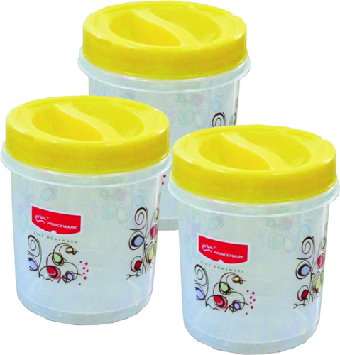 Twister Packing Container 3 Pcs Set With S - Plastic, 500-1000ml, Yellow | Airtight Seal, Stackable Design, Food Storage Jars