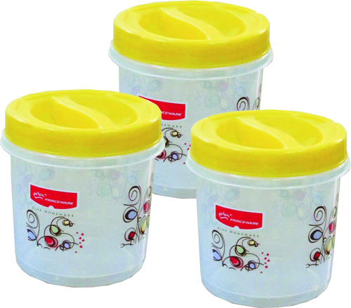 Twister Packing Container 3 Pcs Set With S - Plastic, 100-150ml, Yellow | Airtight Seal, Stackable, Durable, Food Safe