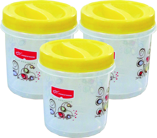Twister Packing Container Set of 3 Pcs (5-7) - Plastic, Yellow, Airtight Snap-On Lid, Stackable Design