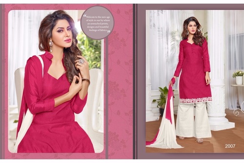 PINKY PLAZZO Cotton Embroidery Suits