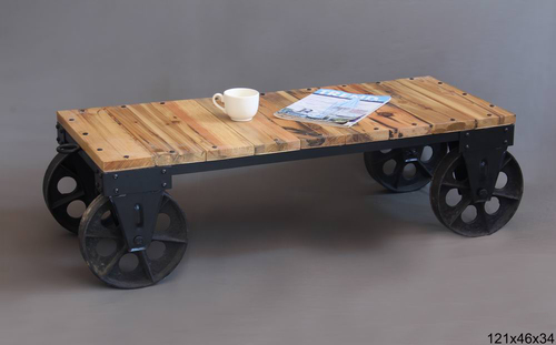 Industrial Table with Wheels