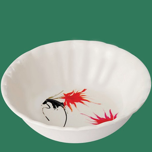 Serving Bowls 18 - Melamine, 15cm Diameter, White, 300ml | Elegant Floral Design, Durable, Microwave and Dishwasher Safe