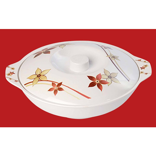 Chilled Serving Bowl with Lid - Melamine, 25cm Diameter, White | Airtight Snap-On Lid, Handles, Durable, Elegant Design