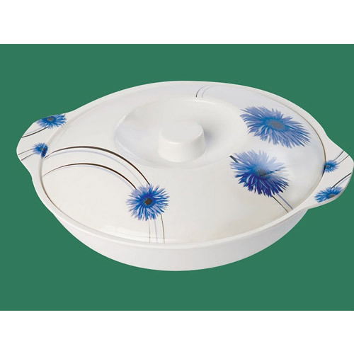Serving Bowl with Lid - 2L Ceramic, 25cm Diameter, White, Snap-On Lid, Microwave and Dishwasher Safe