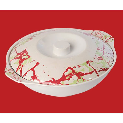 Serving Bowl with Lid 3 - Melamine, 12 Inch Diameter x 6 Inch Height, White | Microwave Safe, Leak Proof Snap-On Lid, Durable, Easy to Clean