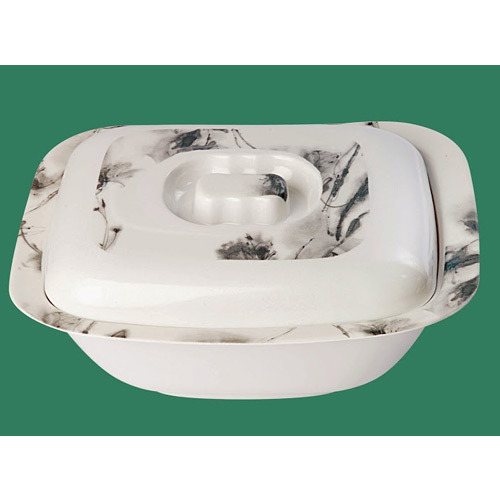 Serving Bowl with Lid 4 - Ceramic, 10x8x4 Inches, White | Airtight Seal, Microwave Safe, Dishwasher Safe, Snap-On Lid