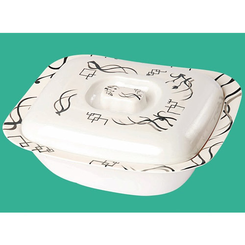Serving Bowl with Lid 9 - Ceramic, 9x9x4 inches, Off-White | Microwave Safe, Leak-Proof Snap-On Lid, Durable, Easy to Clean