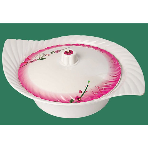 Serving Bowl with Lid 10 - Melamine 10x10x5 inches White, Microwave & Dishwasher Safe, Leak-Proof Snap-On Lid