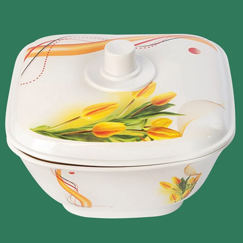 Serving Bowl with Lid 13 - Ceramic 13x13x7 cm, White, 1.5L | Airtight Snap-On Lid, Microwave Safe, Elegant Durable Design