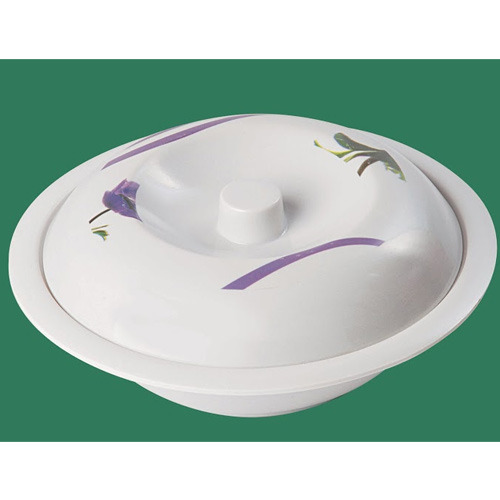Serving Bowl with Lid 14 - Melamine 14 Inch Diameter White 6 Cups | Microwave-Safe Leakproof Snap-On Lid Stackable Design