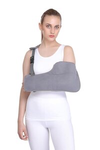 Arm Sling - Universal Size For Left & Right Hand | Adjustable Broad Shoulder Pad, Thumb Loop For Hand Rest, Recommended After Surgery