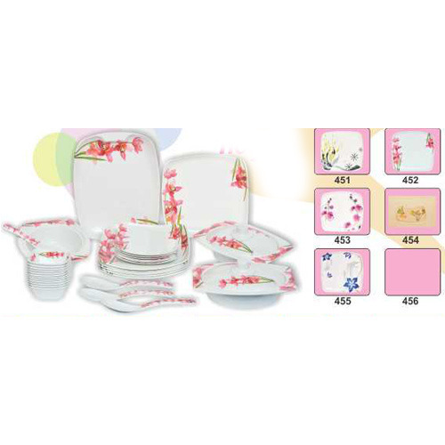 Melamine Crockery Set 11 - Melamine, White Floral, 11 Pieces | Durable, Stylish, Lightweight, Stackable, Microwave Dishwasher Safe, Break-Resistant