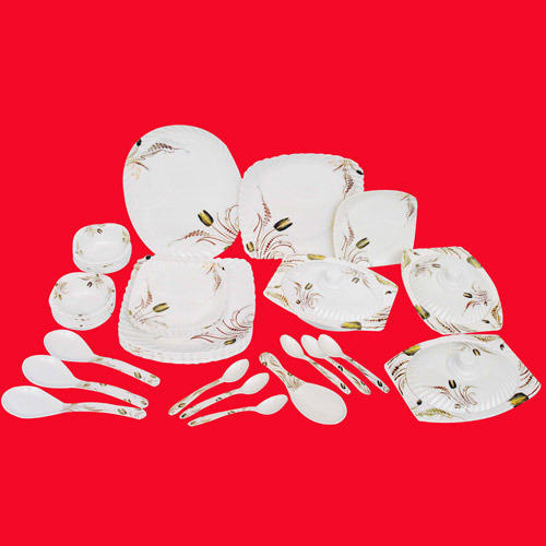 Melamine Crockery Set 12 - Melamine, White Floral | Durable, Lightweight, Microwave-safe, Dishwasher-safe, Stain-resistant, Break-resistant