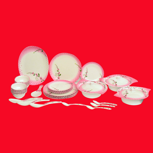 Melamine Crockery Set 18 - Melamine, White Floral | Durable, Lightweight, Break-Resistant, Microwave and Dishwasher Safe