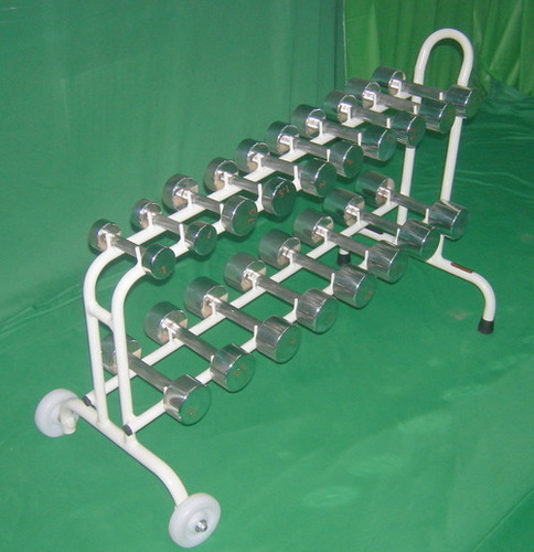 Iron Dumbbells Set (Chrome Plated, 54Kg. Set With Cart)