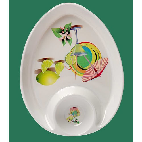 Dip Plate - Melamine 25x18 cm White, Lightweight Durable Oval Design