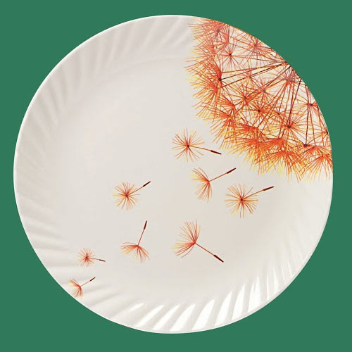 Designer Plates - Melamine 10 Inch Diameter Round | Dandelion Print Glossy Finish Lightweight Microwave Dishwasher Safe